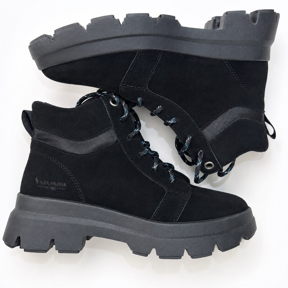 Koolaburra By UGG Jozie Combat Boots Women's 7 Black Suede Lug Sole